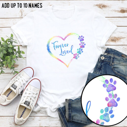 Forever Loved Dog Memorial Personalized (Up to 10 Dog Names) Premium Tee – White -  Deal 62% OFF!