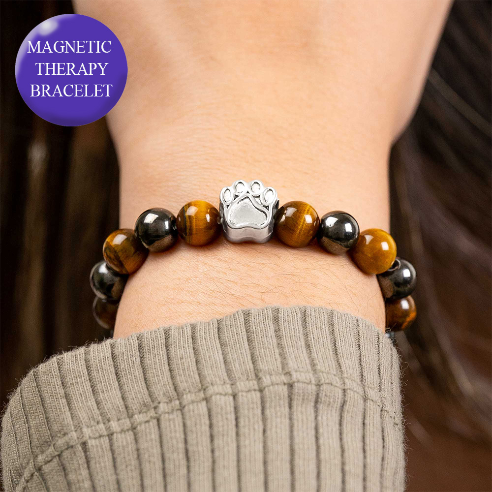 Image of Second Chance Movement &#x2122; Bound by Love Tiger’s Eye Dog Memorial -Magnetic Therapy Bracelet - Deal $14.99