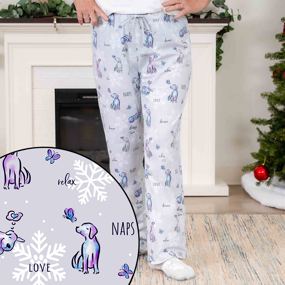 Image of Snuggle Pup &amp; Butterfly Dog Lover’s Flannel Pajama Pants - Super Deal 50% Off!