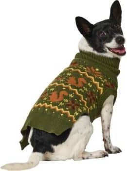 Frisco Autumn Fair Isle Green Squirrels Dog & Cat Turtleneck Sweater