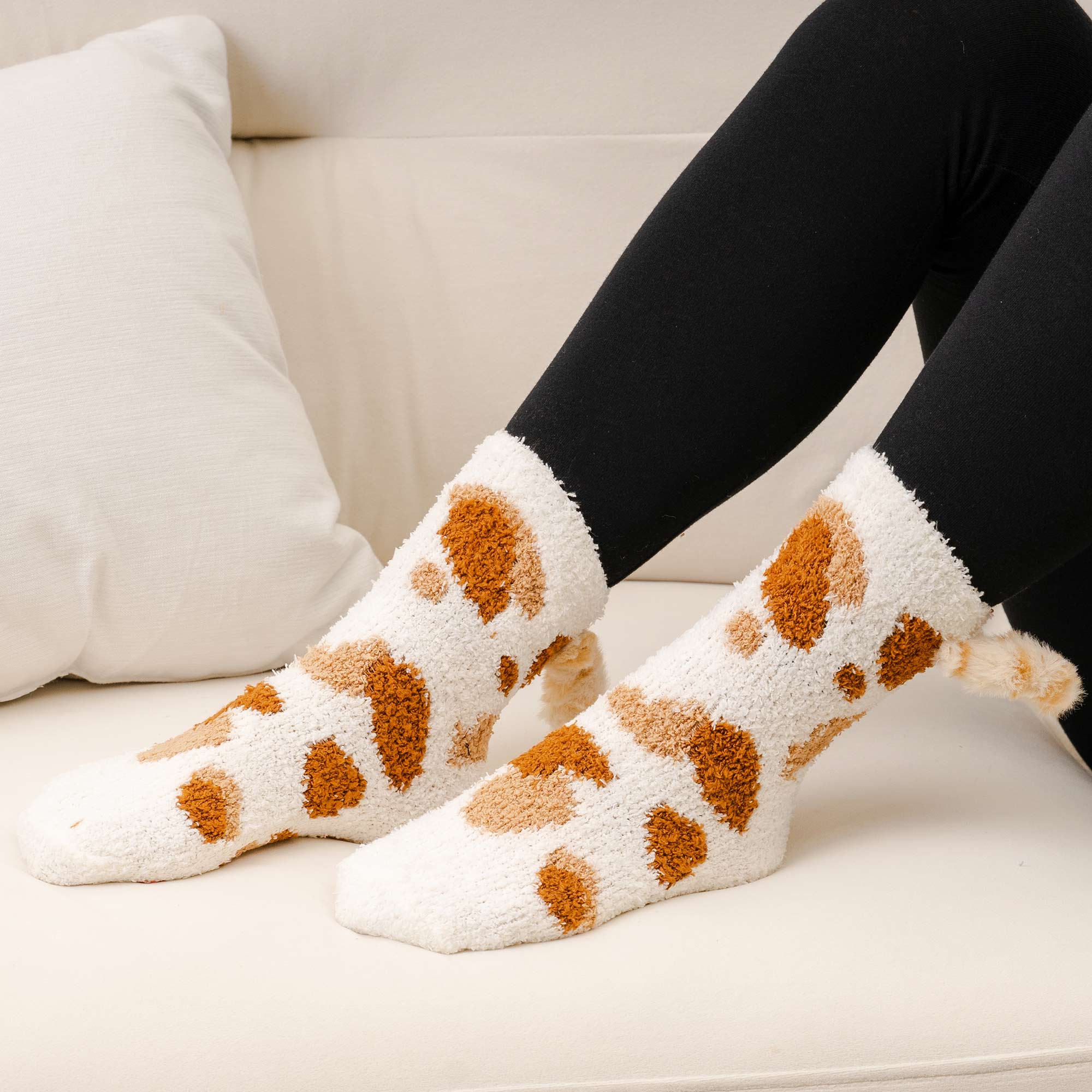 Image of Warm n' Fuzzy Kitty Tail Socks- Calico ... look for the cute kitty tail !