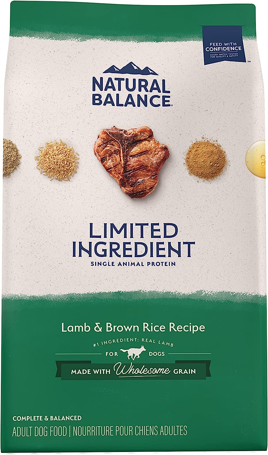 Natural Balance Limited Ingredient Adult Dry Dog Food with Healthy Grains, Lamb & Brown Rice Recipe