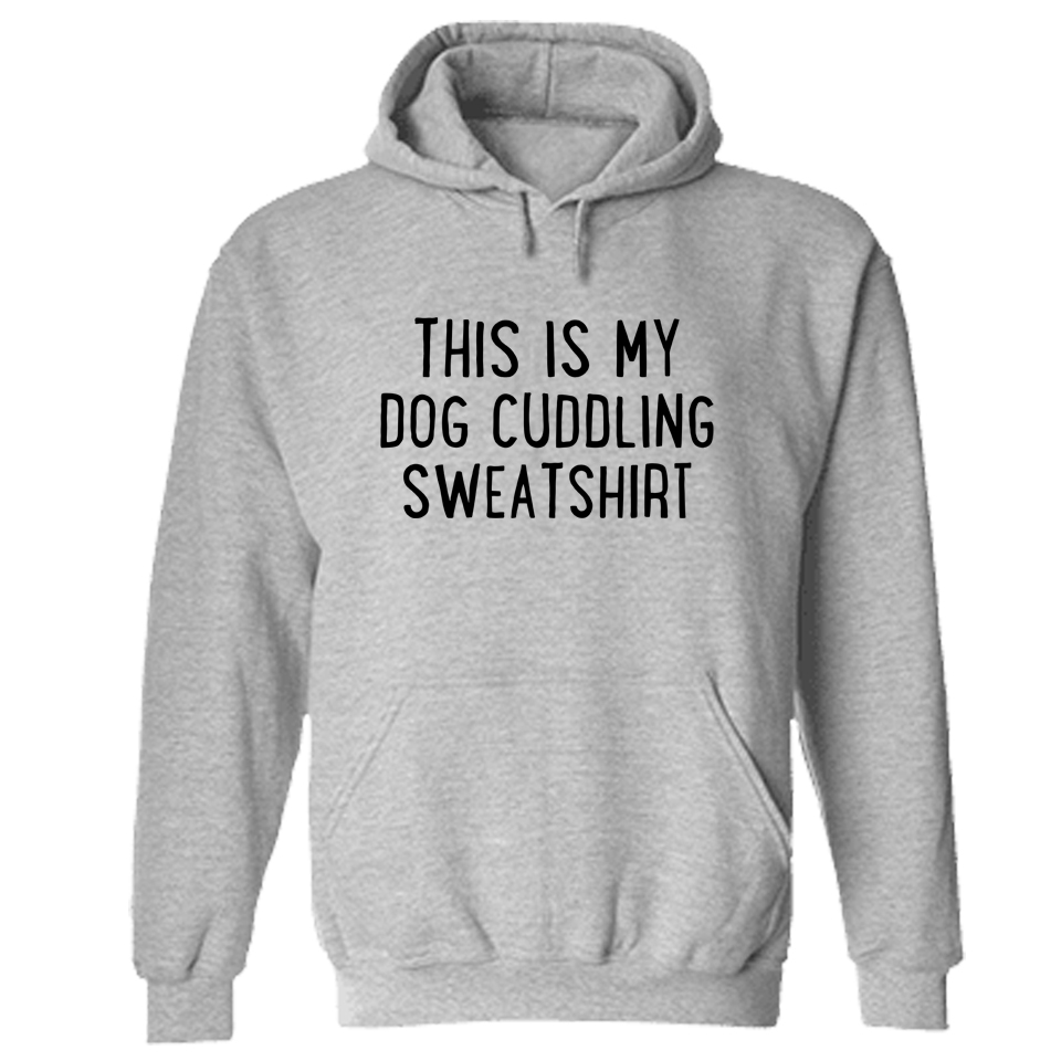 Image of This Is My Dog Cuddling Sweatshirt Hoodie Grey – Deal 20% OFF!