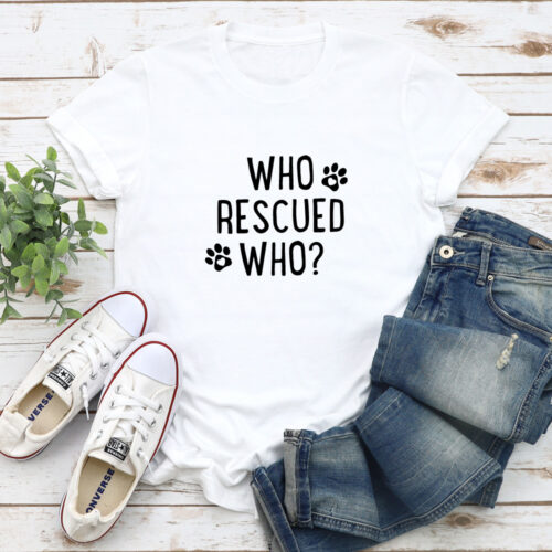 Who Rescued Who Premium Tee White - Deal 35% OFF!