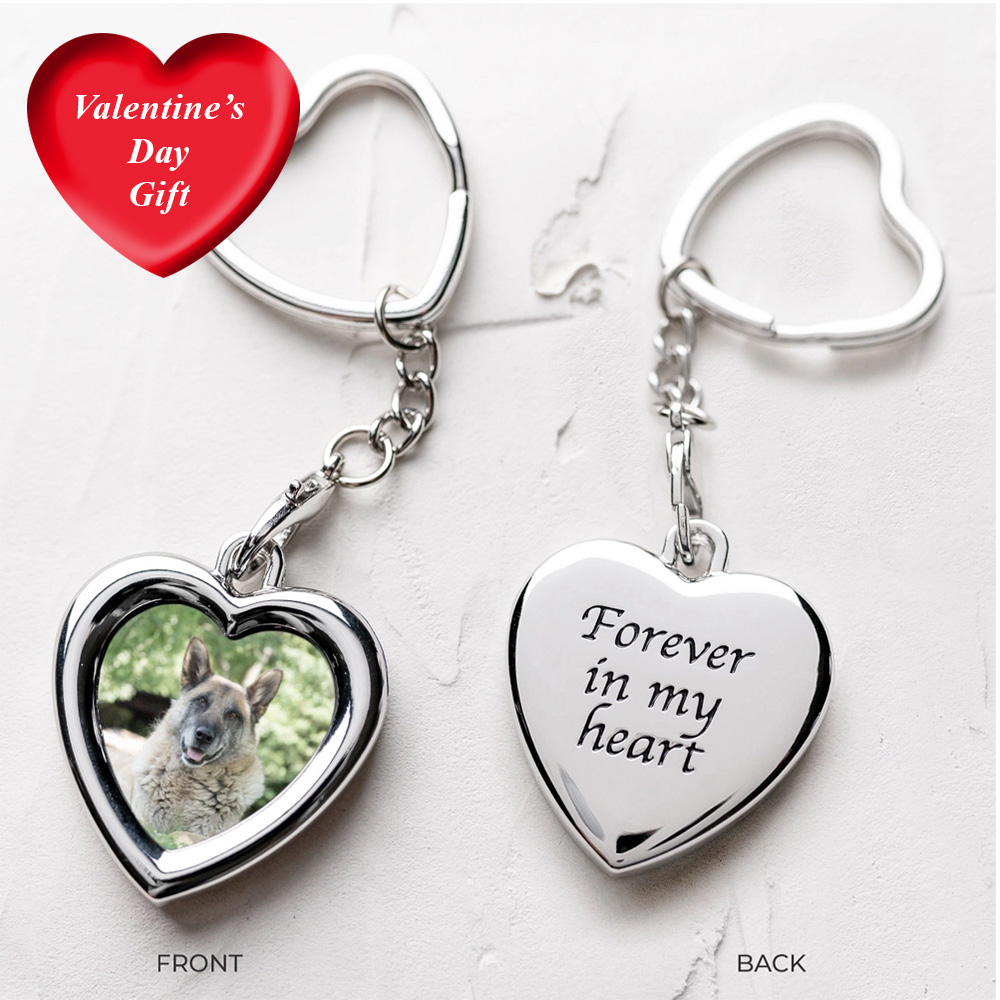 Image of 'Forever In My Heart' Dog Memorial Photo Keychain Locket &#x2764;&#xfe0f; Limited Time Valentine's Day Offer Save 55%