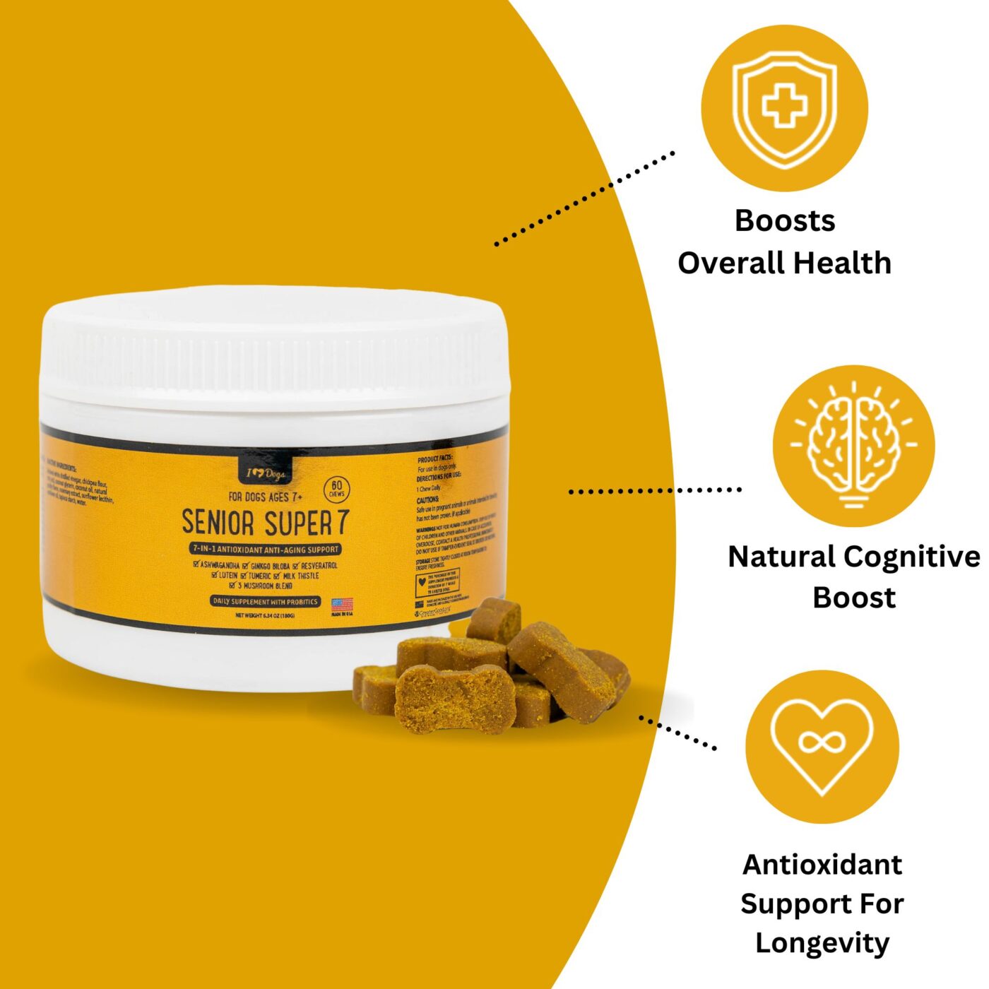 Senior Super 7 Daily MegaVitamin For Dogs 7-In-1 Antioxidant Anti-Aging ...