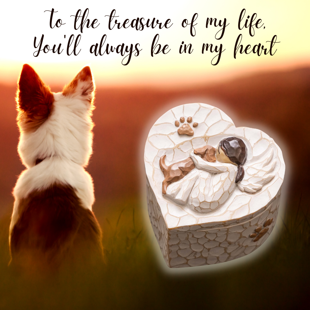 Always In My Heart -Sculpted, Hand-Painted Angel Dog Memorial Keepsake Box - Deal 20% OFF