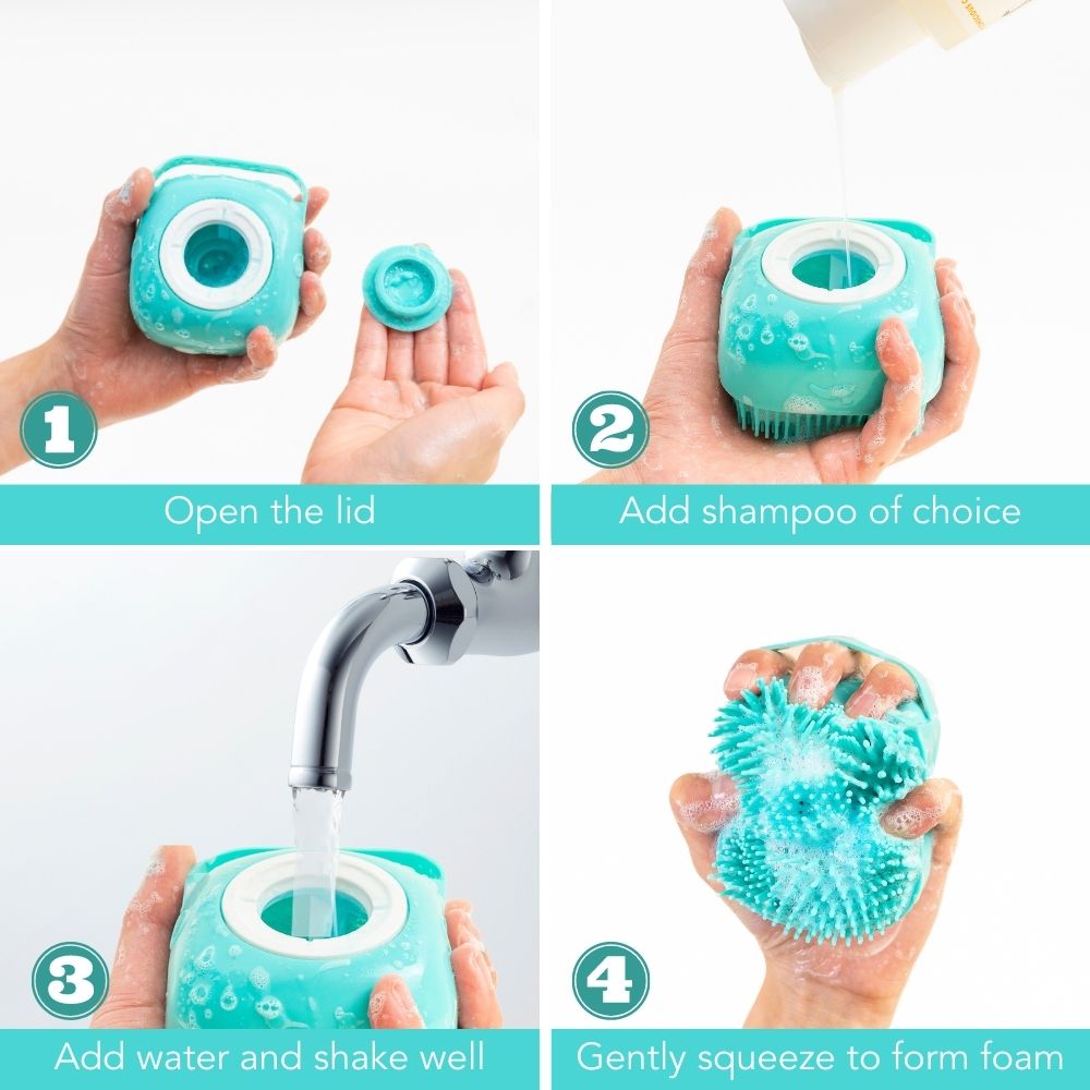 Dog Grooming Bath Brush Scrubber- Soft Silicone Shampoo Massage Dispenser  For Dogs (Aqua) - Super Deal ! (Limited 1 per customer)