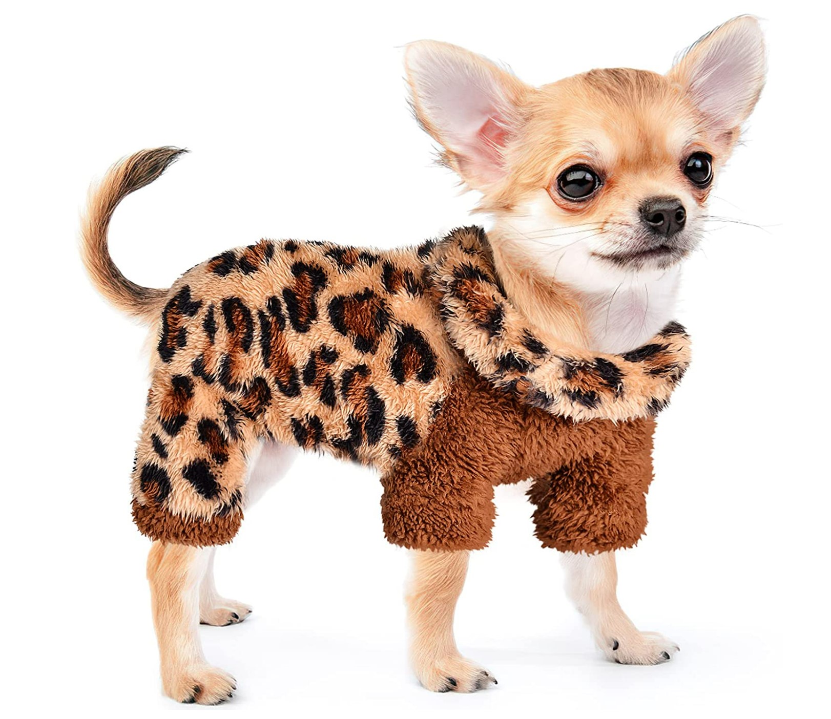 Sebaoyu Store Leopard Turtleneck Dog Pajamas