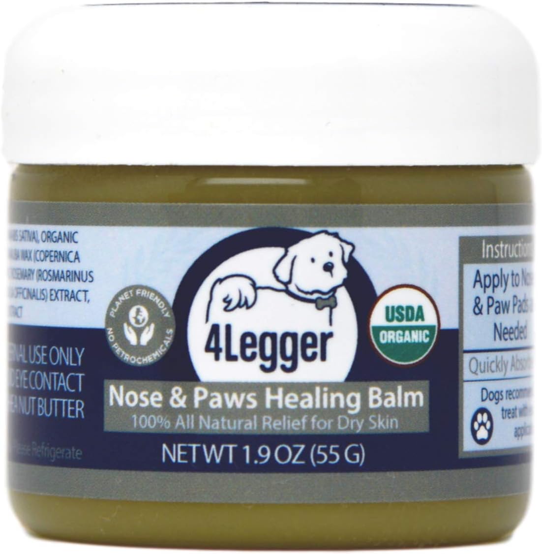 7. 4Legger Certified Organic Nose & Paw Pad Healing Balm