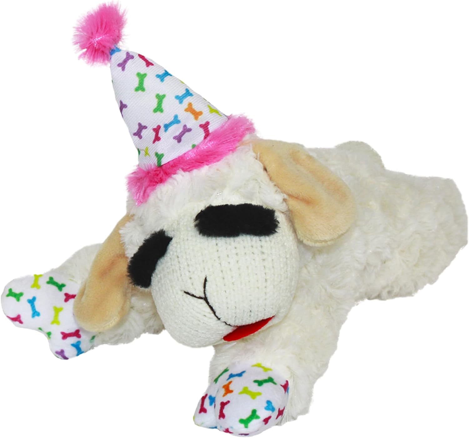 Multipet Lamb Chop Dog Plush Toy w/ Birthday Hat
