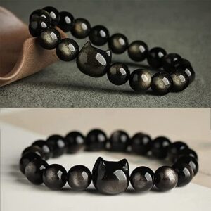 Cat Chakra ” Power of 23″  Positive Energy Golden Obsidian Bracelet-