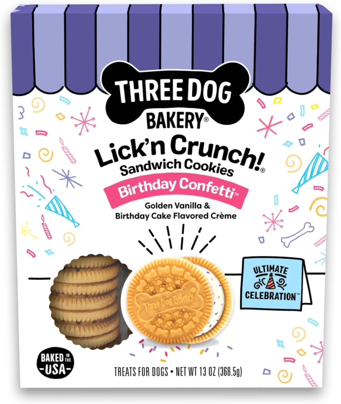 Three Dog Bakery Birthday Confetti Lick’n Crunch Dog Treats