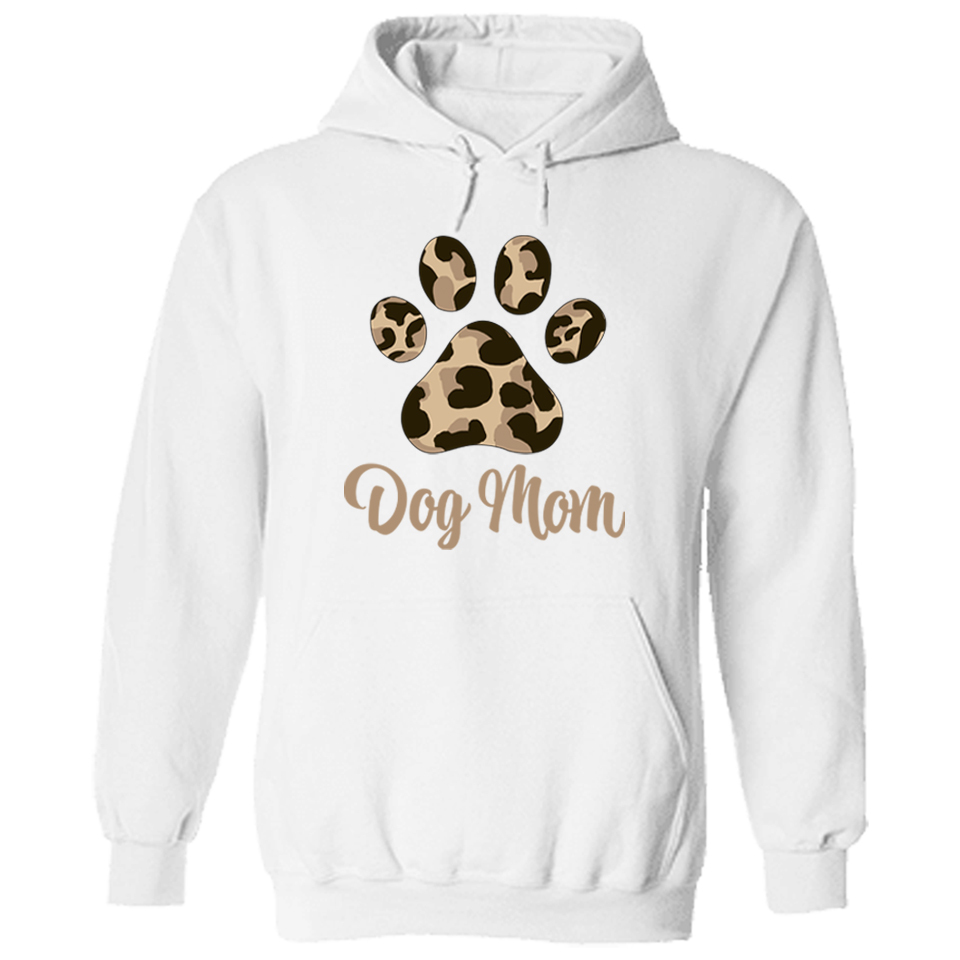 Awesome Dog Mom Leopard Paw Hoodie White