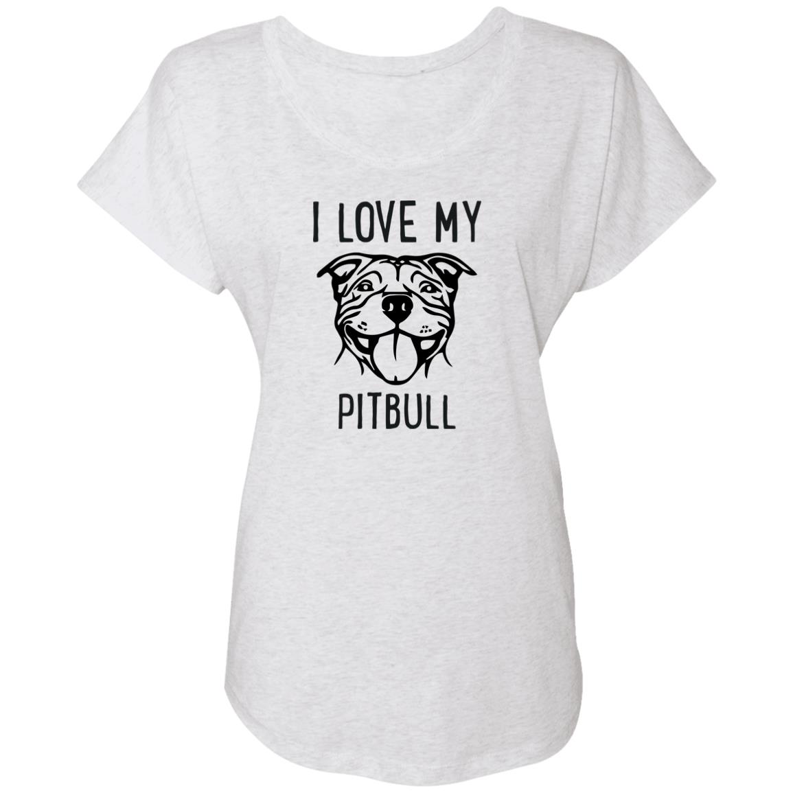 I Love My Pit Bull Slouchy Tee Heather White
