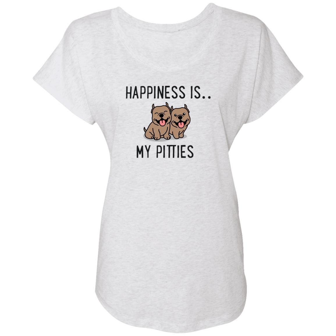 Happiness Is My Pitties Slouchy Tee Heather White
