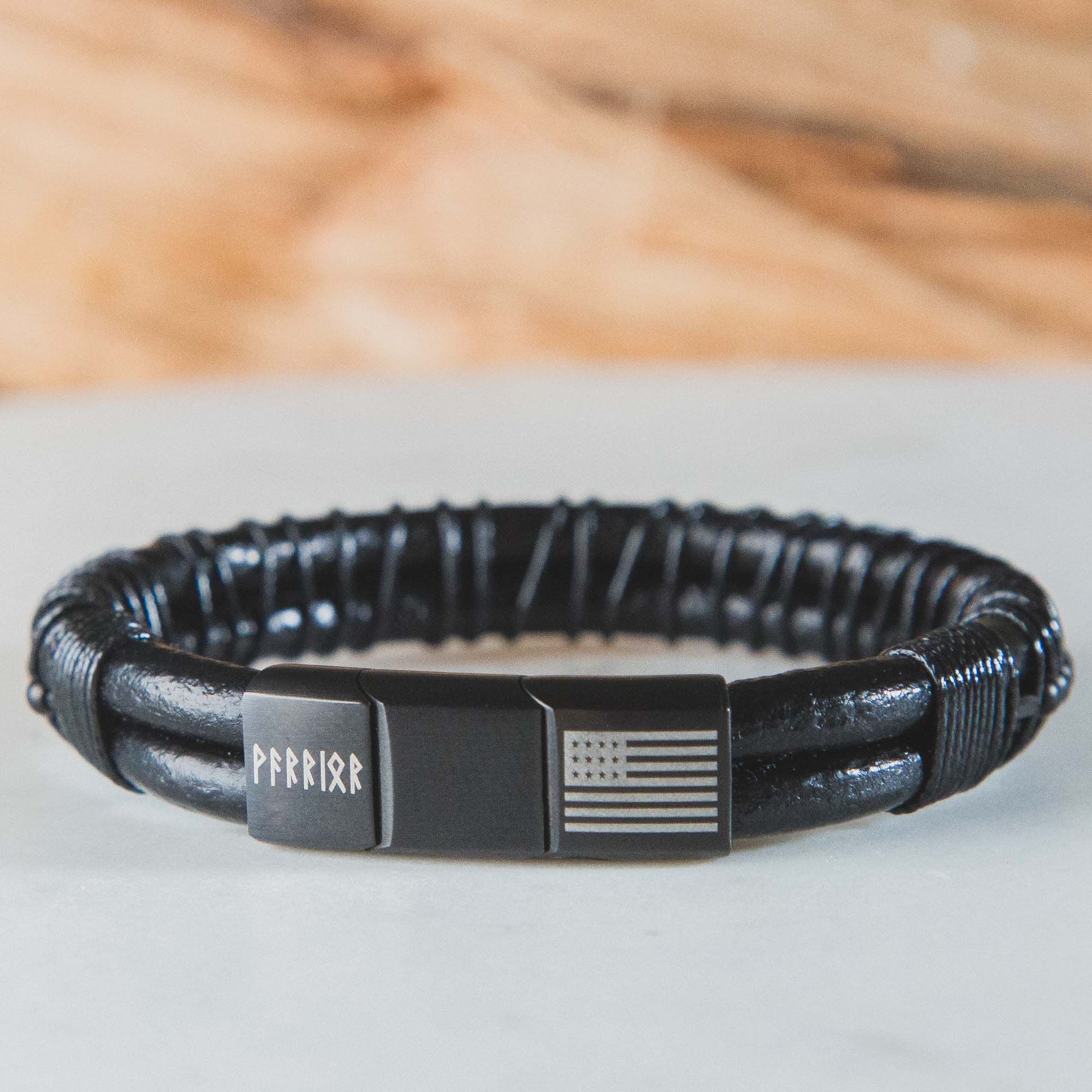 Valhalla Warrior Morse Code ‘Never Surrender’ Leather Bracelet: Helps Pair Veterans With A Service Dog Or Shelter Dog