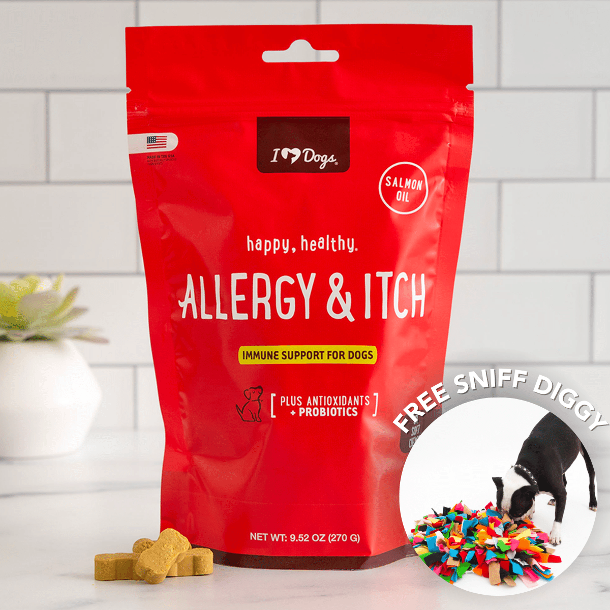 Free Sniff Diggy Dog Toy with Purchase of Allergy & Itch Supplement