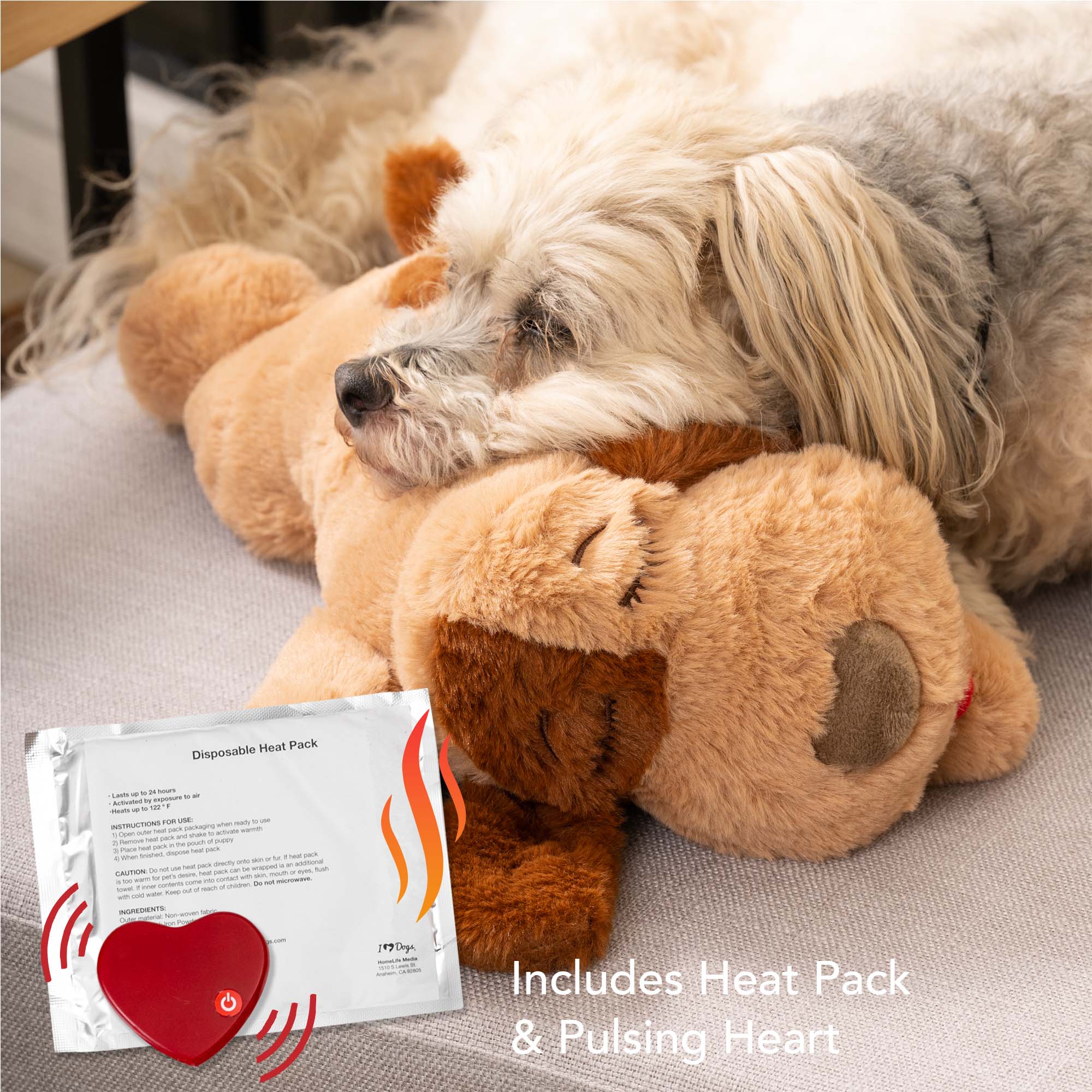 1. iHeartDogs Heartbeat Puppy Comfort Cuddler Pillow for Dog Anxiety
