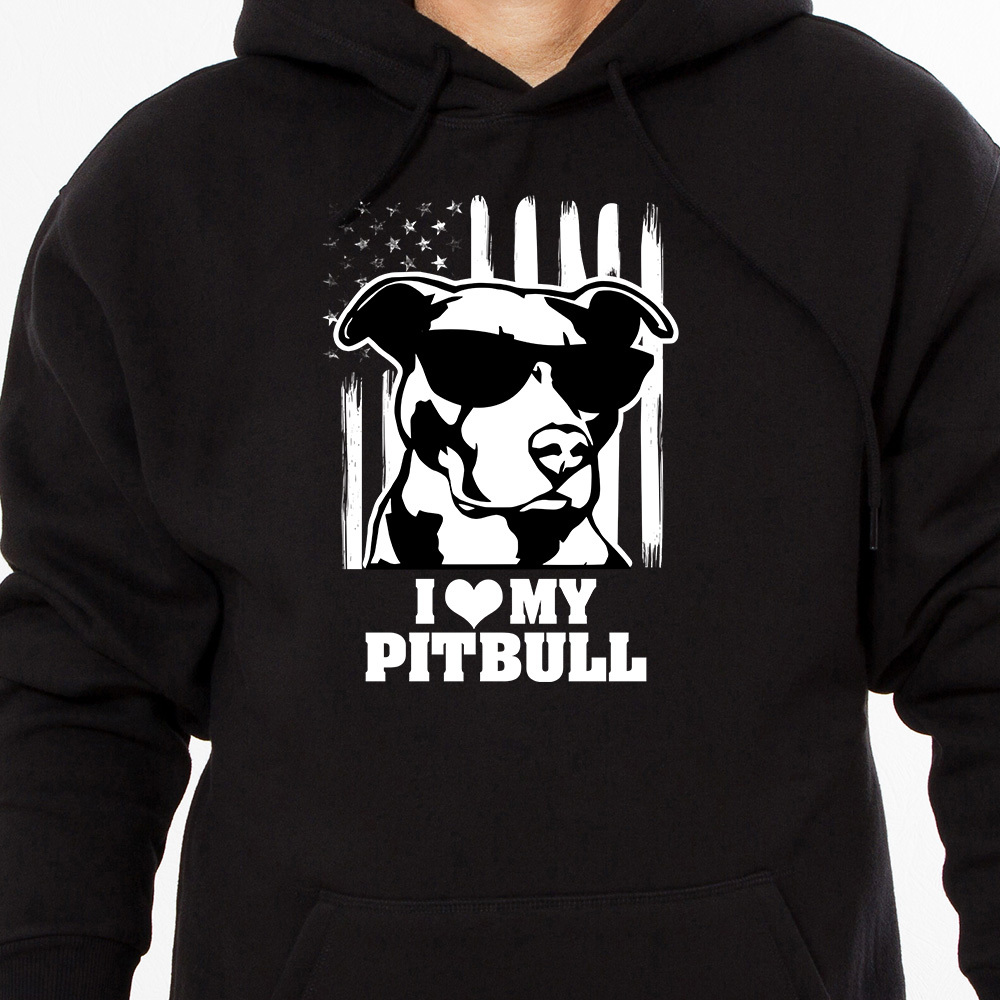 I Love My Pit Bull - Cool Pup Hoodie Black