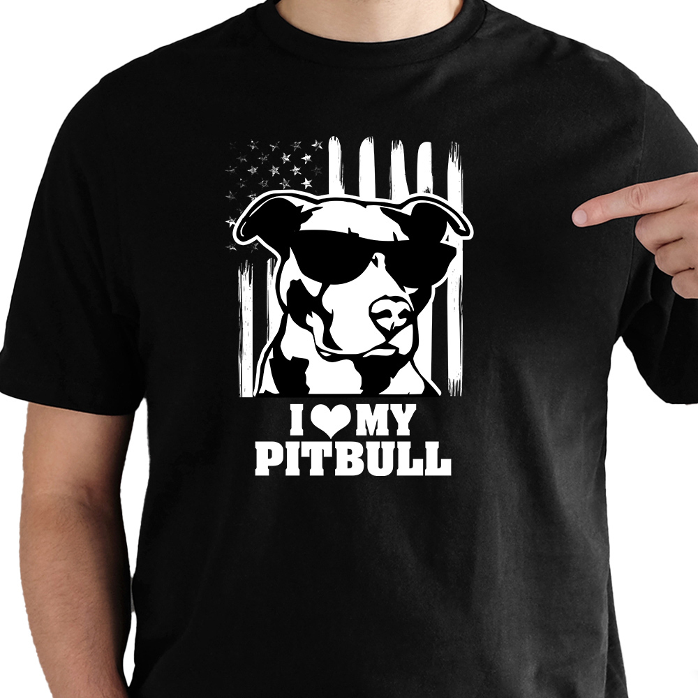 I Love My Pit Bull - Cool Pup Premium Tee Black