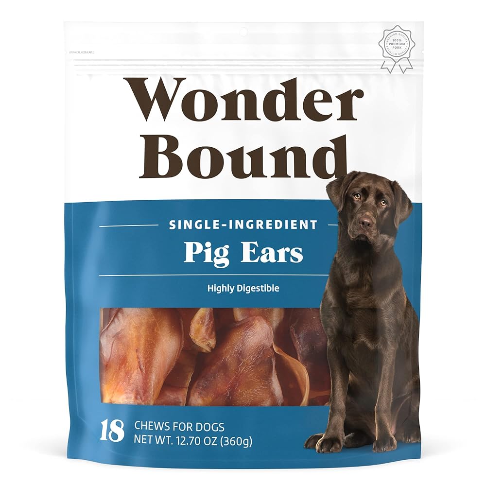 Amazon Brand – Wonder Bound Pig Ears Dog Treats, Pork,