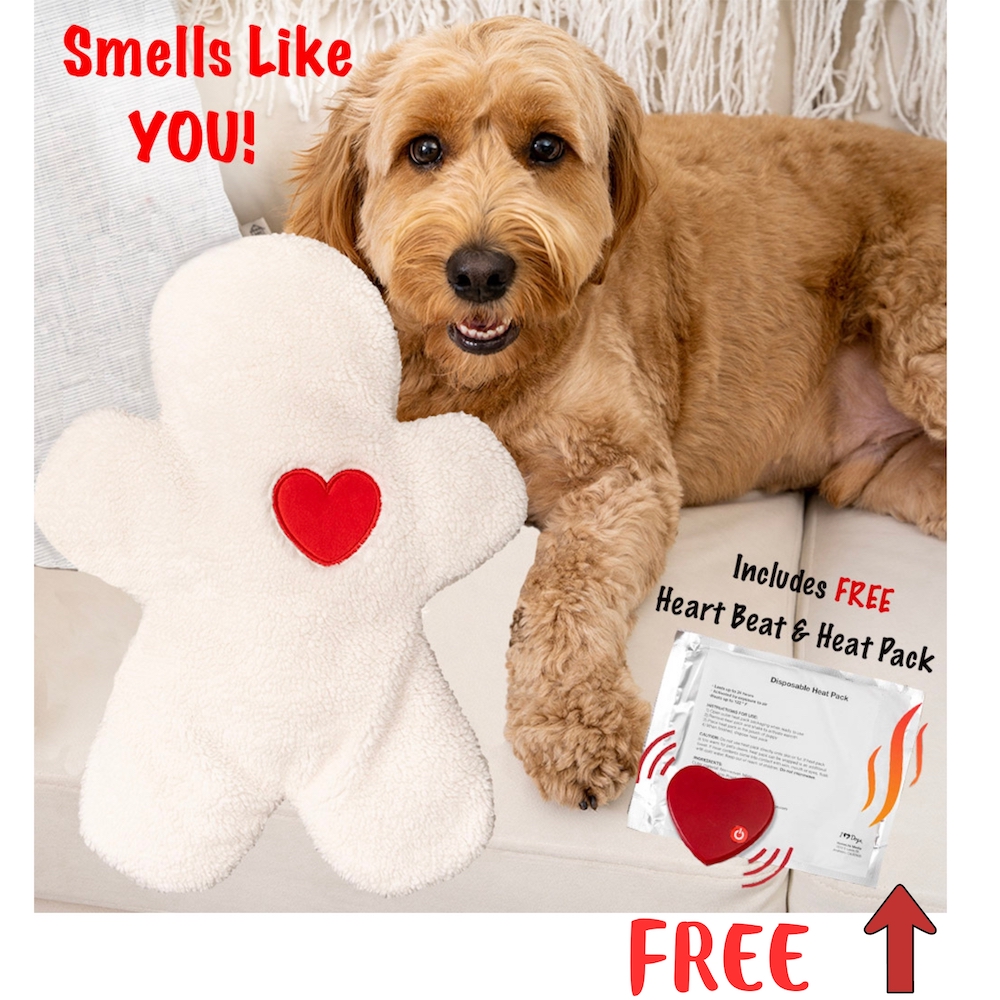 SMELLS LIKE YOU Comfort Cuddler Buddy - Leave Your Scent with Your Dog When You’re Not Home - Dog Anxiety and Calming Aid- (FREE Heartbeat & Heat Pack )