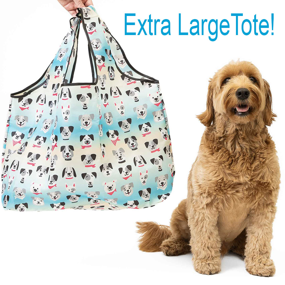 Image of Doggies Ombre Shopping Travel Shoulder Bag- Folding Grocery Tote Pouch Bag