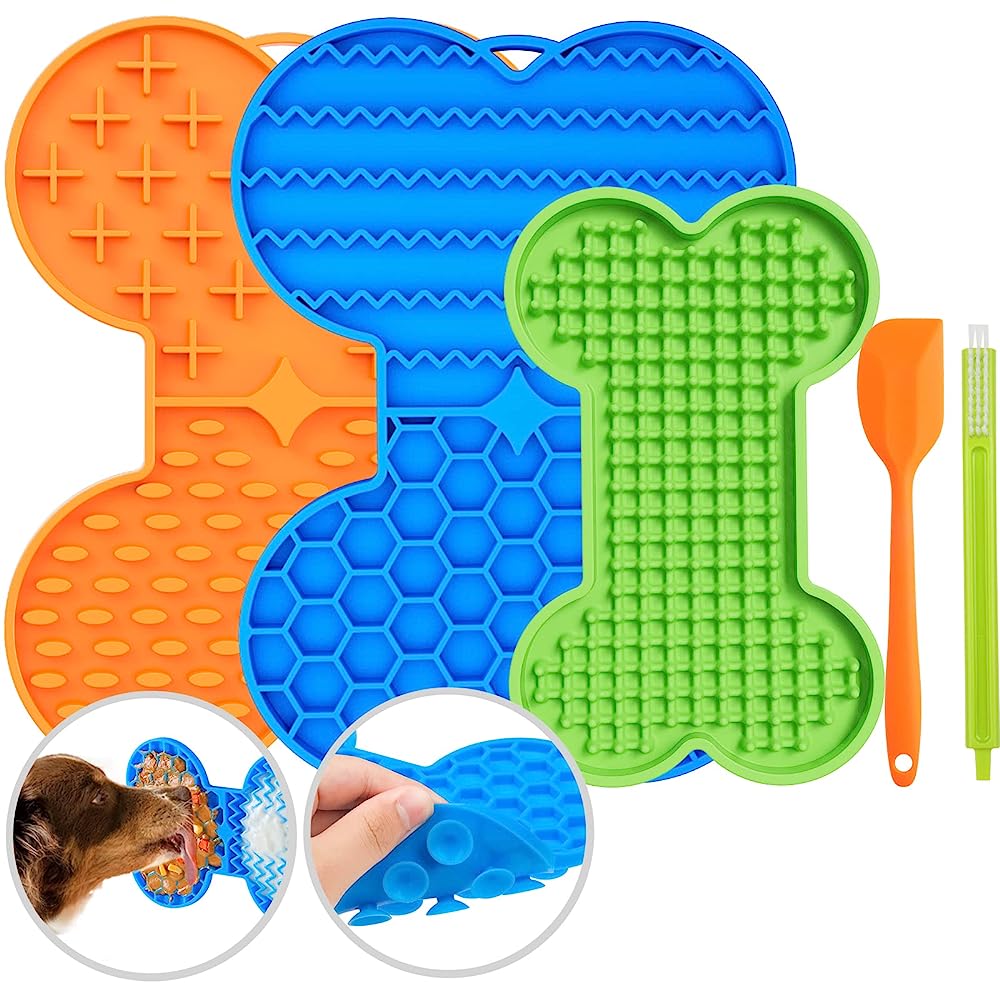 ANYPET - Slow Feeding Mat, Tray, Slow Feeder Dog Bowls, Food Mat for Dog, Dog Lick Pad Anxiety Relief Feeding Mat with Suction, Multicolor