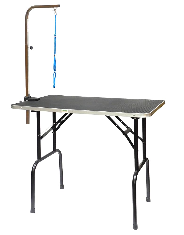 Mondawe Medium Dog Grooming Table - Adjustable Height, Metal Frame, Non-Slip Surface - Blue Stainless Steel | MD-WF2821A