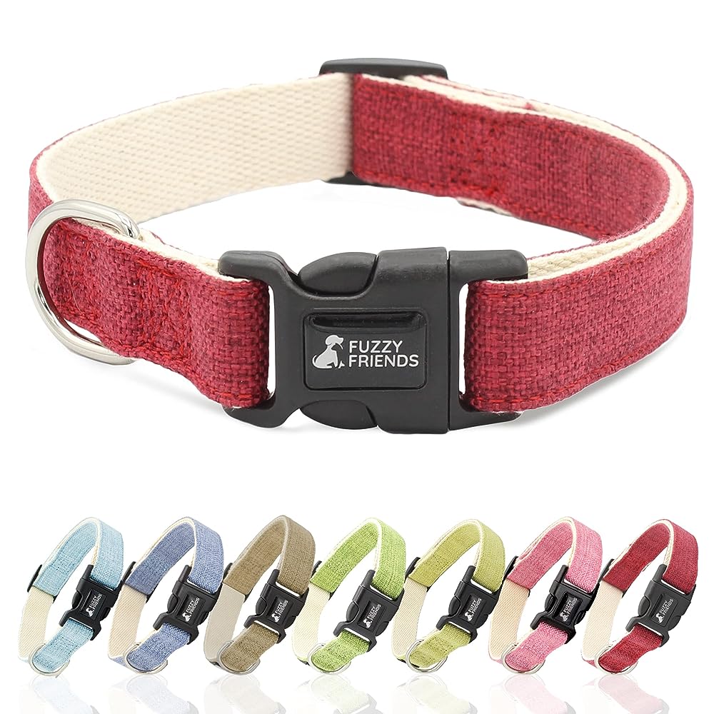 Small/medium pet collar in green and red fabric