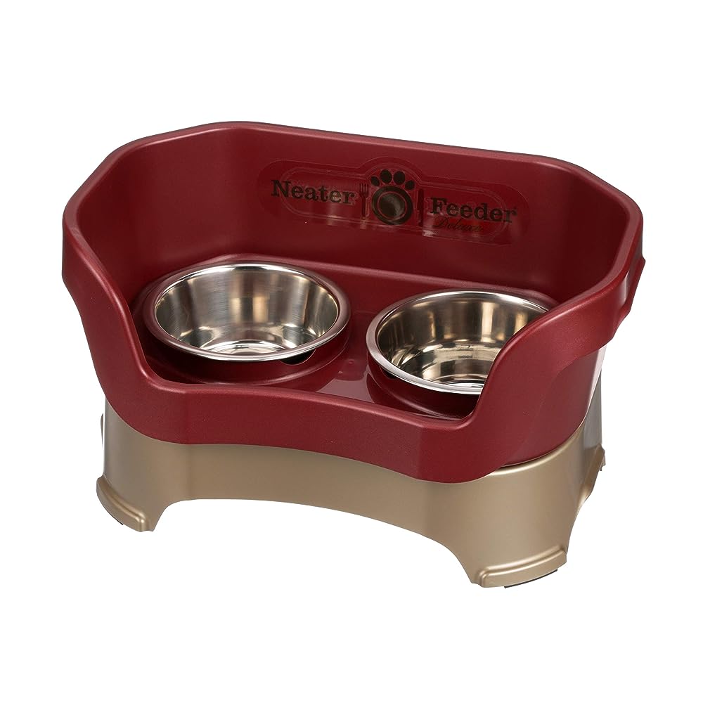 Ciconira Metal Elevated Dog Bowls with Slow Feeder & Spillproof Mat,  8°Tilted Raised Dog Bowl Stand with Two 1.3L Stainless Steel Food Water  Bowls,4