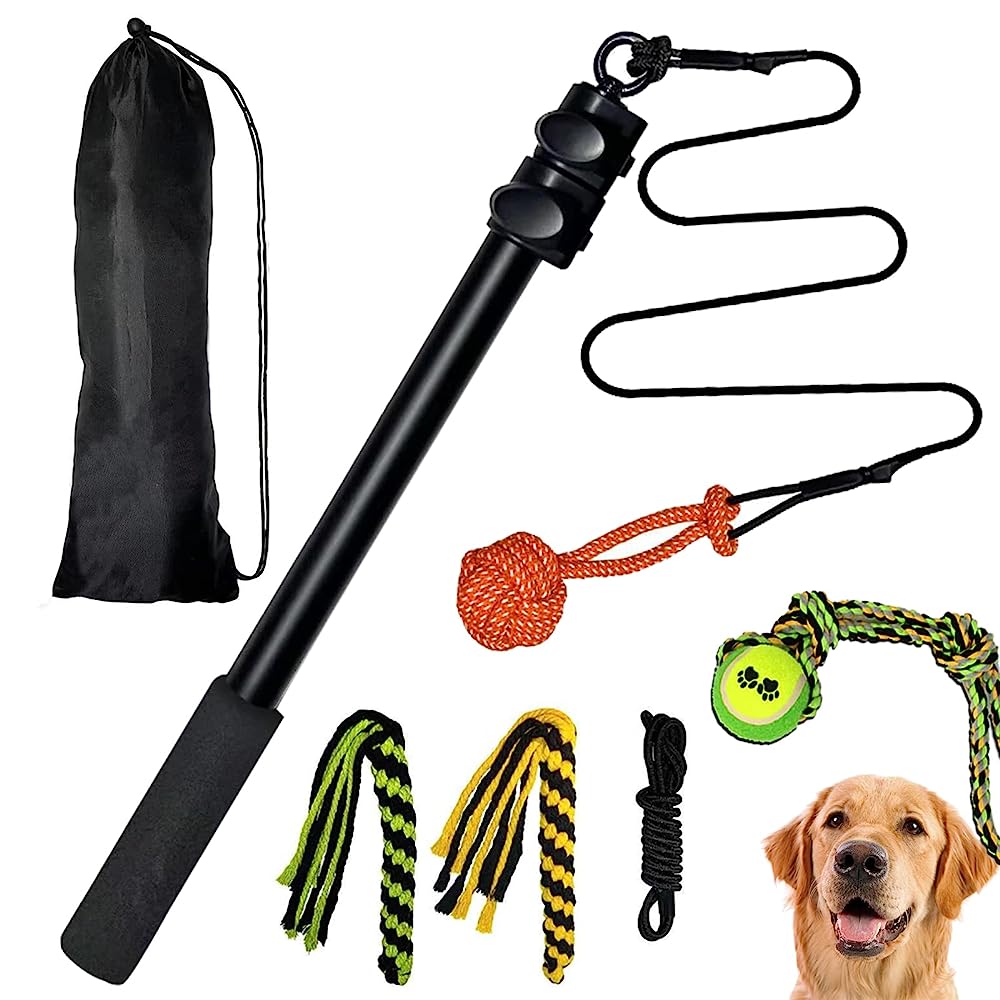 DIBBATU Flirt Pole for Dogs Interactive Dog Toys for Large Medium Small  Dogs Chase and Tug of War, Dog Teaser Wand with Lure Chewing Toy for  Outdoor