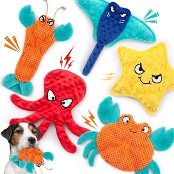 iEZZONE No Stuffing Dog Toys, Crinkle Dogs Toys Squeaky Dog Toys