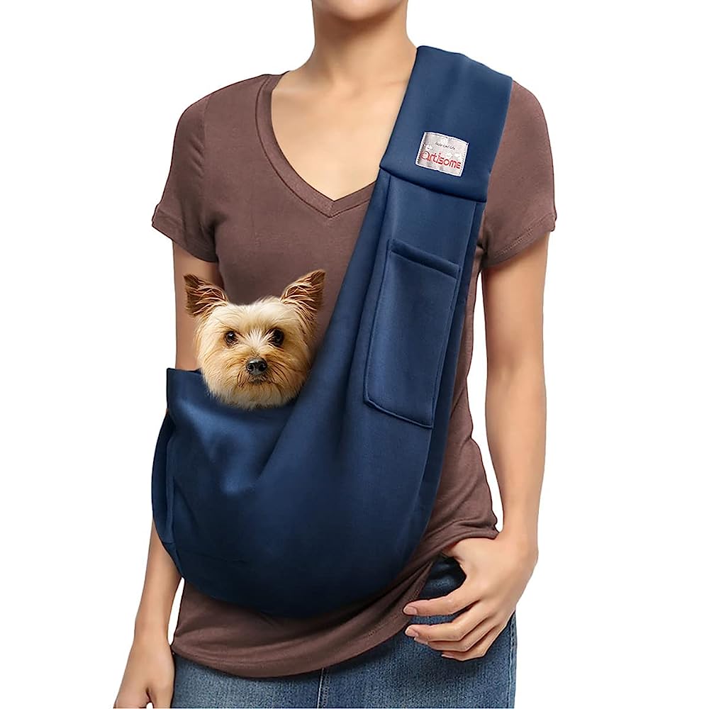 Ownpets Pet Sling Carrier, Fits 15 to 25lbs Extra-Large Dog/Cat Sling Carrier Reversible and Hands-Free Dog Bag with Adjustable Strap and Pocket
