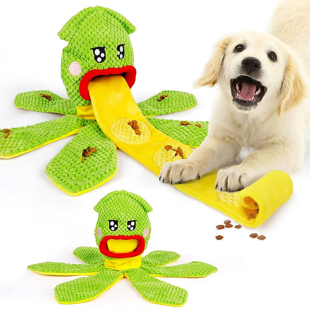 IVVIQQ Interactive Dog Toys，Squeak Carrot Snuffle Mat for Dogs Plush Puzzle  Toys 2 in 1 Non-Slip Nosework Feed Games for Pet Stress Relief with 12