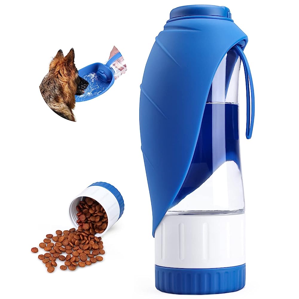 Gorilla Grip Leak Proof Portable Dog Water Bottle, 20oz, Multifunction  Design with Bowl Cap, Food 