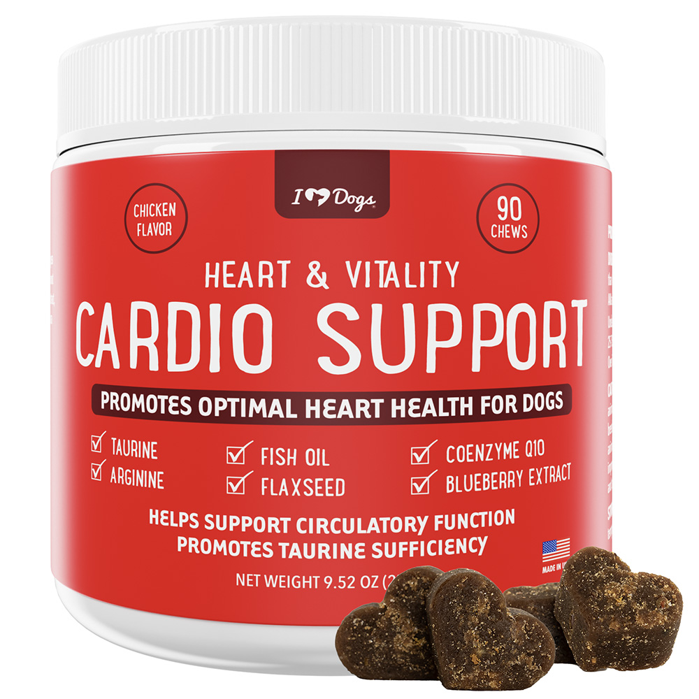 iHeartdogs Heart & Vitality Cardio Support Supplement for Dogs- Anchovy Oil, Taurine, Flaxseed, Arginine, Blueberry Extract, Coenzyme Q10