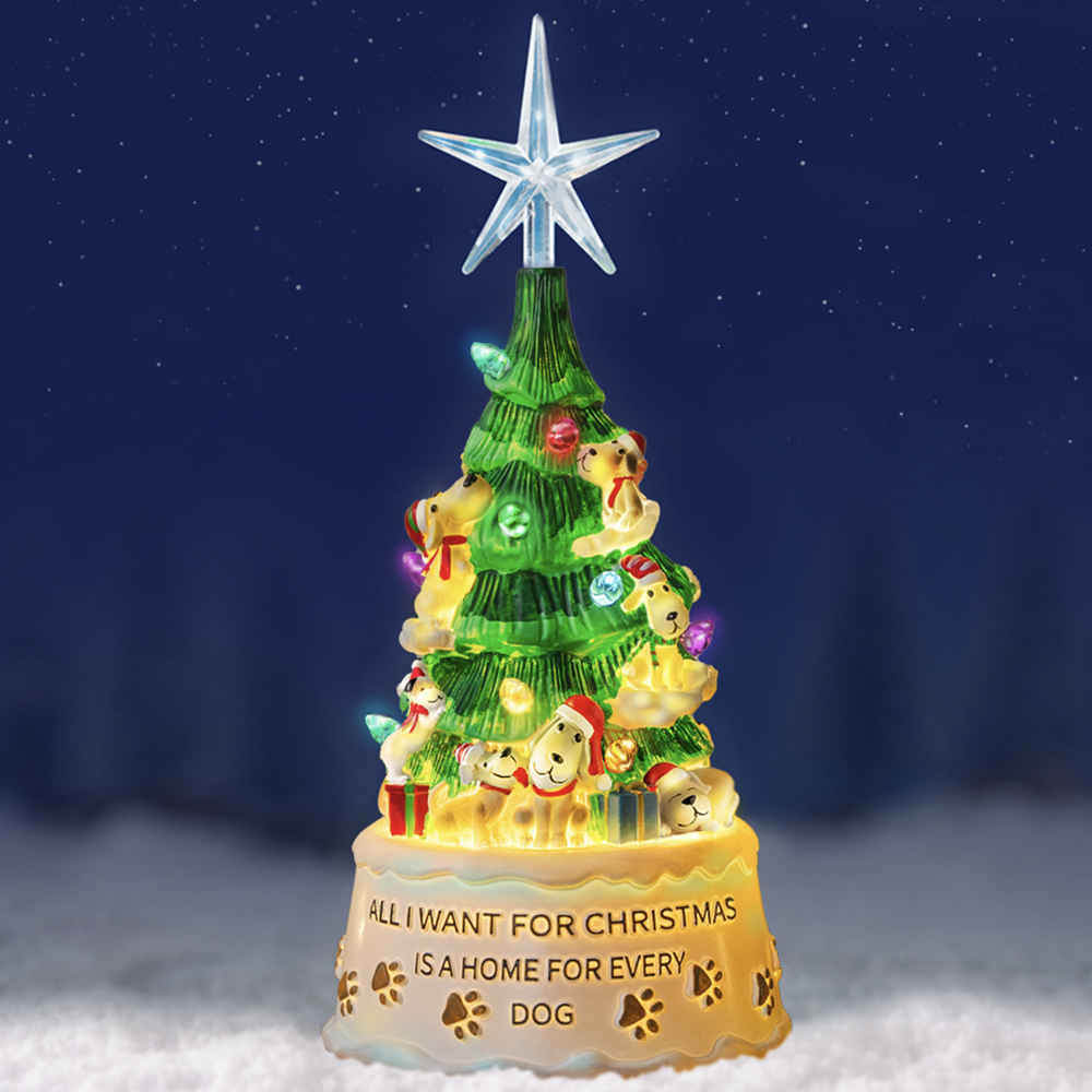 Pre Order All I Want For Christmas Is A Home For Every Dog- Hand Crafted Light Up Resin Christmas Tree -Est. Ship Date Jan 15 -20th