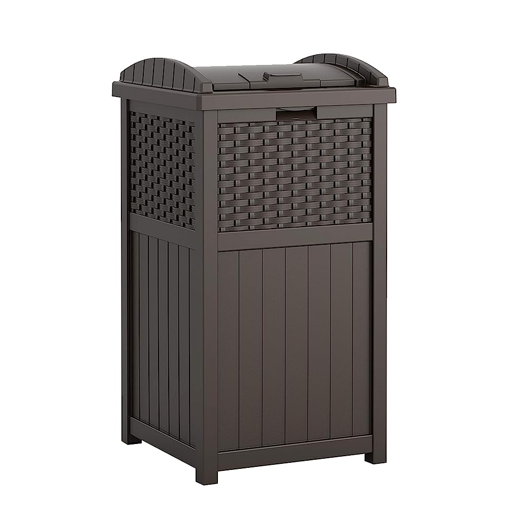 Suncast 33 Gallon Hideaway Can Resin Outdoor Trash with Lid 