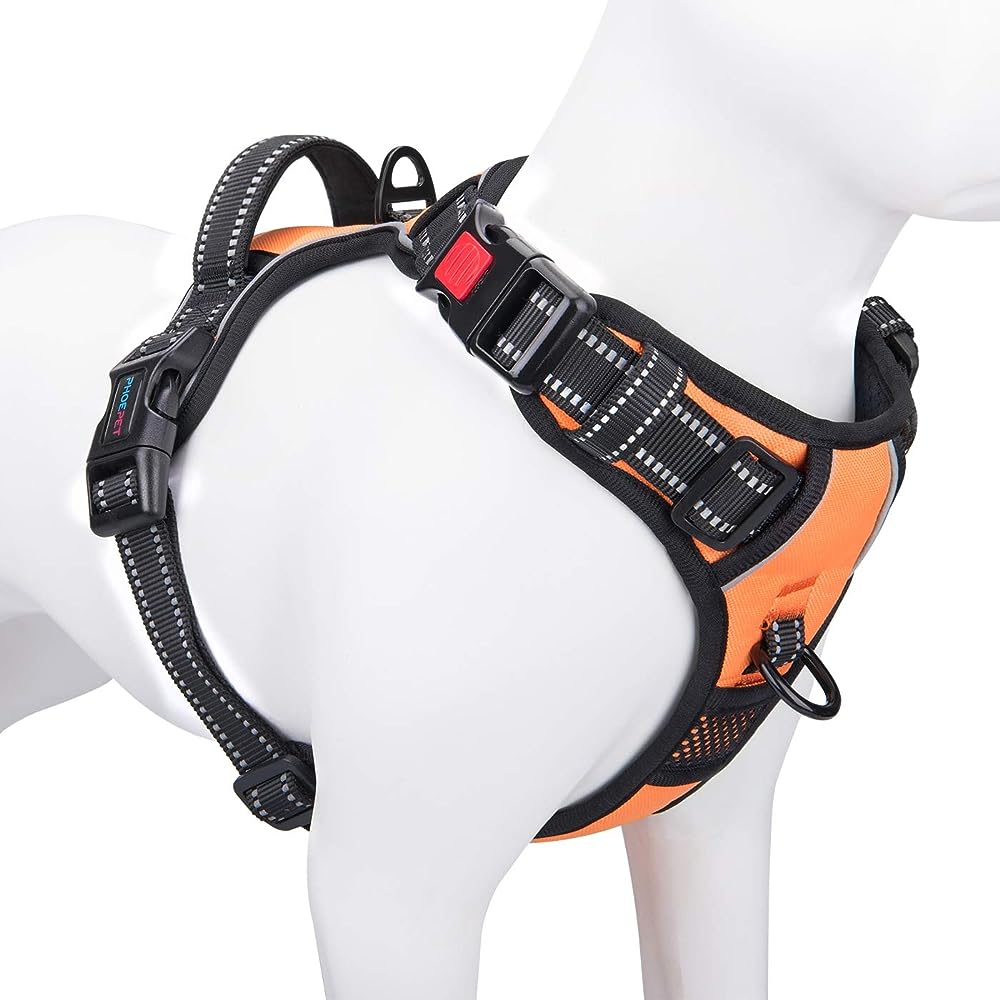 WINGOIN Orange Dog Tactical Harness for Small Dogs No Pull Adjustable  Reflective K9 Military Dog Service Dog Harnesses with Handle, Metal Buckles  for