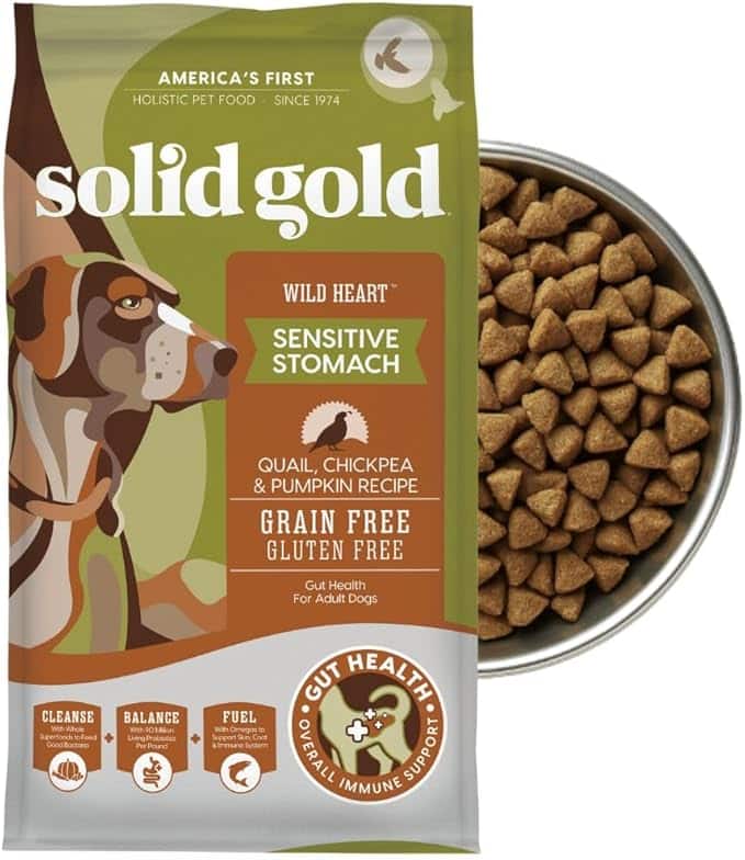 Solid Gold Sensitive Stomach Dog Food for Adult & Senior Dogs - Grain Free Healthy Dog Food