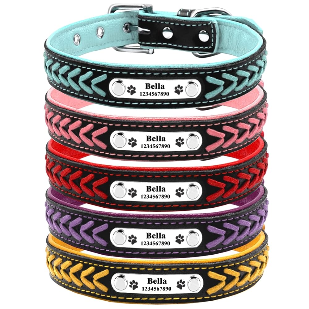  Personalized Dog Collars with Metal Buckle - Custom Pet Name  Tags for Small Medium Large Boys and Girls Breeds : Pet Supplies