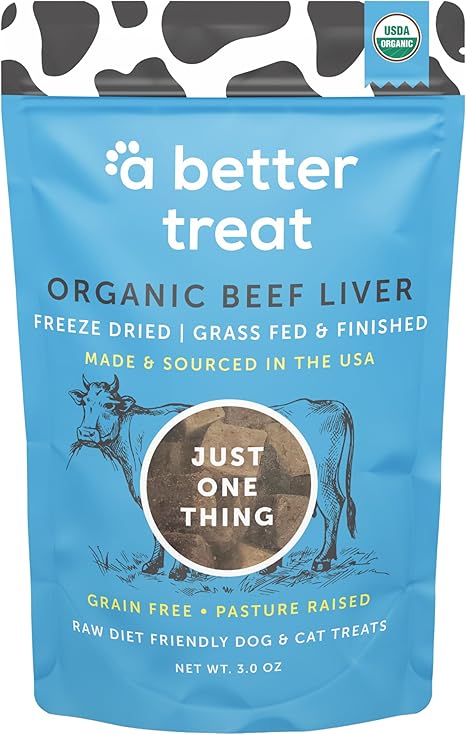 A Better Treat – Organic, Freeze Dried, Single Ingredient, 100% Grass Fed and Finished Beef Liver Dog Treats