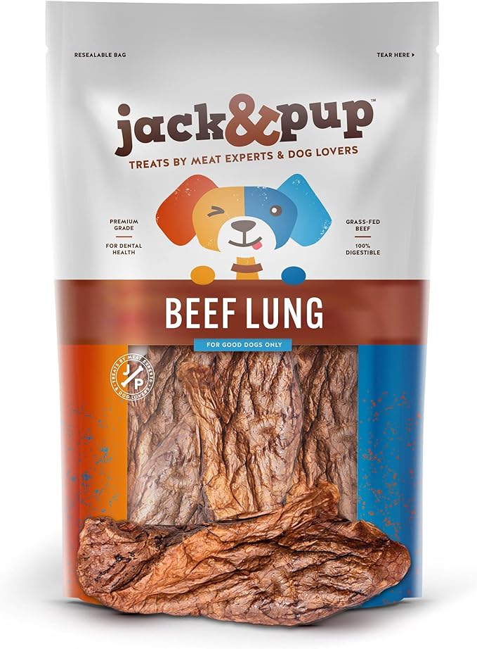 Jack&Pup Beef Lung Dog Treats for Medium Dogs
