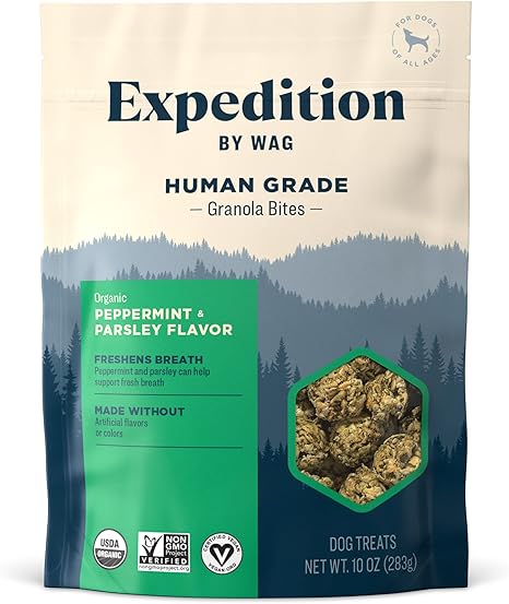 Amazon Brand - Wag Expedition Human Grade Organic Granola Bites Dog Treats