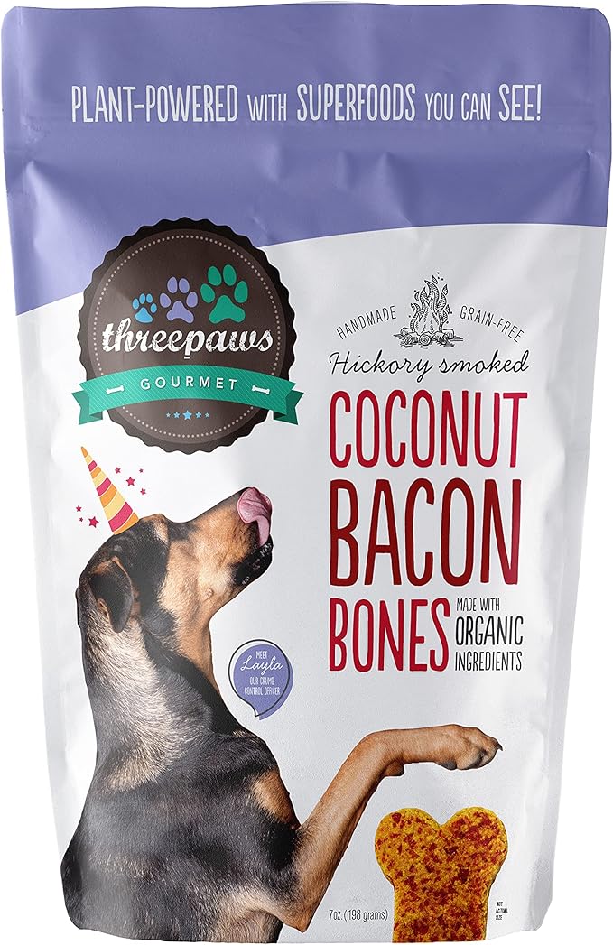 Vegan & Organic Dog Treats, Coconut Bacon Bones