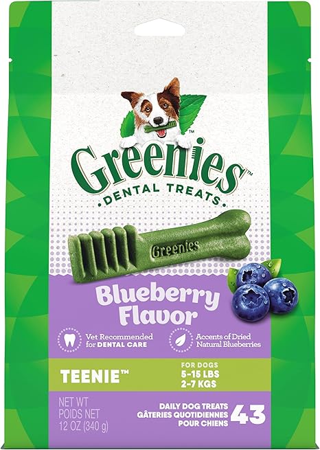 Greenies Teenie Dental Dog Treats, Blueberry Flavor