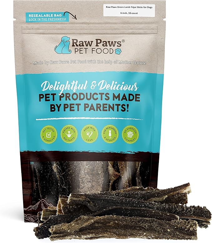 Raw Paws Green Lamb Tripe Sticks for Dogs