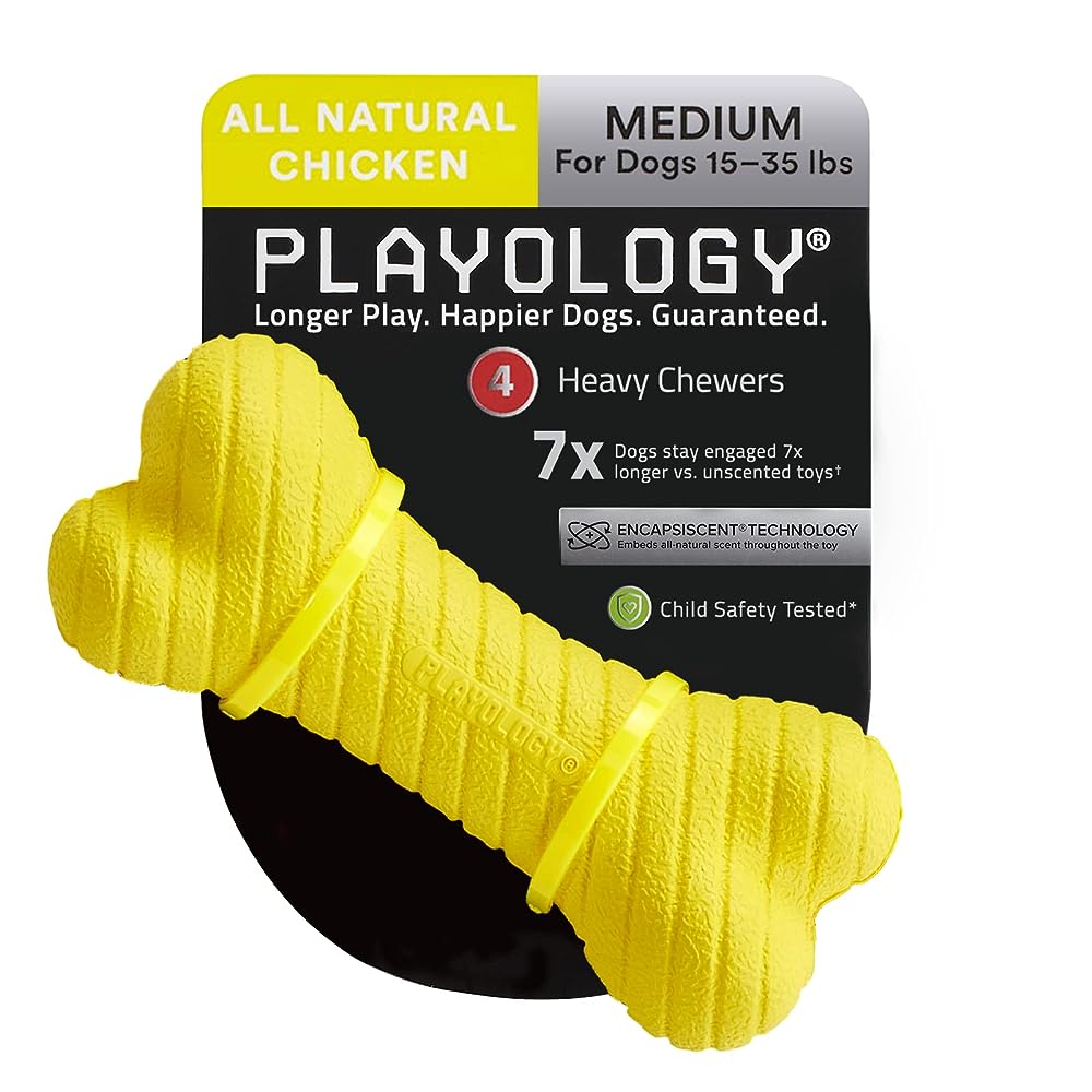NICHE Brands USA Dog Chew Toy for Aggressive Chewers - Real Beef Flavored Indestructible Rubber - Non-Toxic - Medium/Large Dogs - Dental Chews 